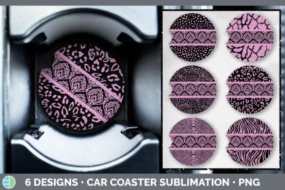 Pink Damask Car Coaster | Glitter Animal: A Bold Design Statement