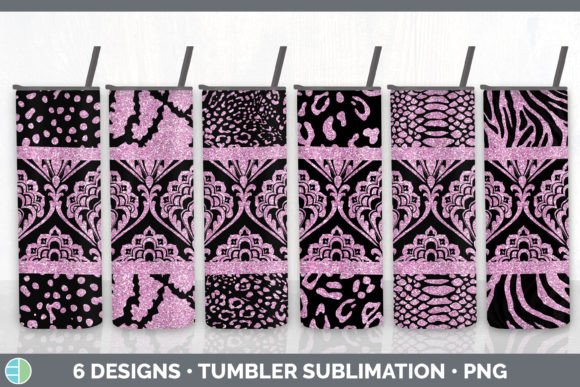 Pink Damask Tumbler | Glitter Animal Pri Design Files