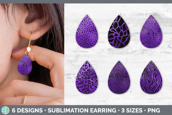 Purple Animal Print Teardrop Earring | S Sublimation Files